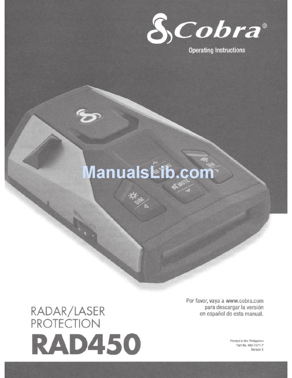 COBRA RAD450 OPERATING INSTRUCTIONS MANUAL Pdf Download | ManualsLib