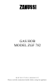 Zanussi ZGF 782 Instruction Booklet