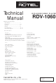 Rotel RDV-1060 Technical Manual