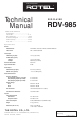 Rotel RDV-985 Technical Manual
