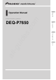 Pioneer DEQ-P7650 Operation Manual