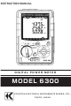 Kyoritsu Electrical Instruments Works, Ltd. 6300 Instruction Manual
