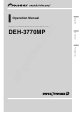 Pioneer Super Tuner III D DEH-3770MP Operation Manual