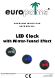 Europalms LED Clock with Mirror-Tunnel Effect User Manual