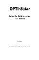 opti-solar GT 3000 Installation And Operation Manual