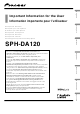 Pioneer SPH-DA120 Important Information For The User