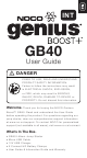 NOCO GENIUS GENIUS BOOST+ GB40 USER MANUAL & WARRANTY Pdf Download