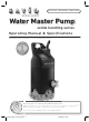 Savio Water Master Pump Series Operating Manual & Specifications