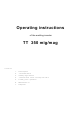 TNZ TT 350 mig/mag Operating Instructions Manual