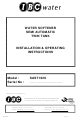 IBC Water SAST1029 Installation & Operating Instructions Manual