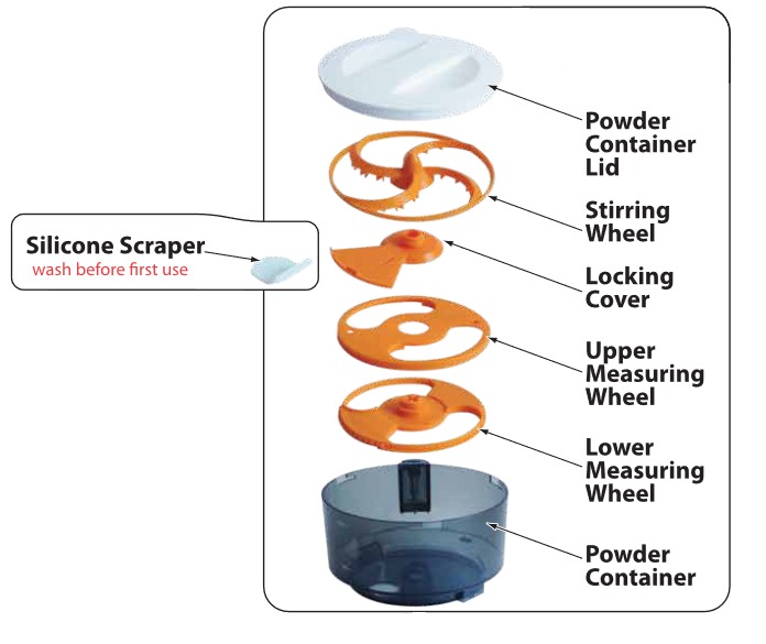 Powder Container Parts Step 1