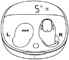 R refers to the remaining usage time of the right earphone