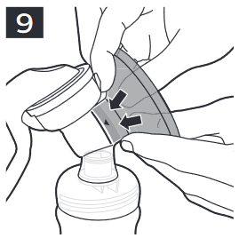 Assembling the breast pump Step 8 (Fig. 9)