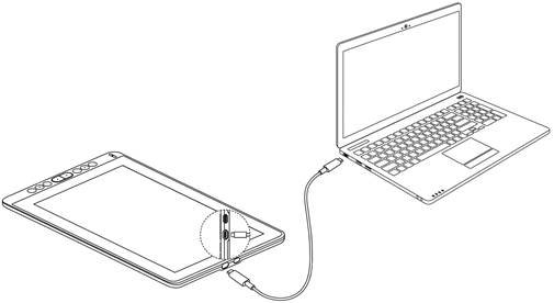 Connected with USB-C to USB-C Cable