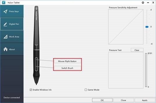 Pen Button Setting