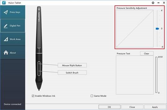 Pressure Sensitivity Setting