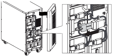 Figure 28. Disconnecting the UPS internal batteries.