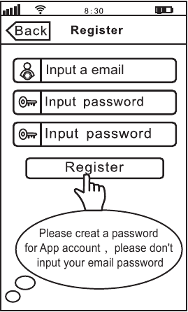 Register an App user account Step 2