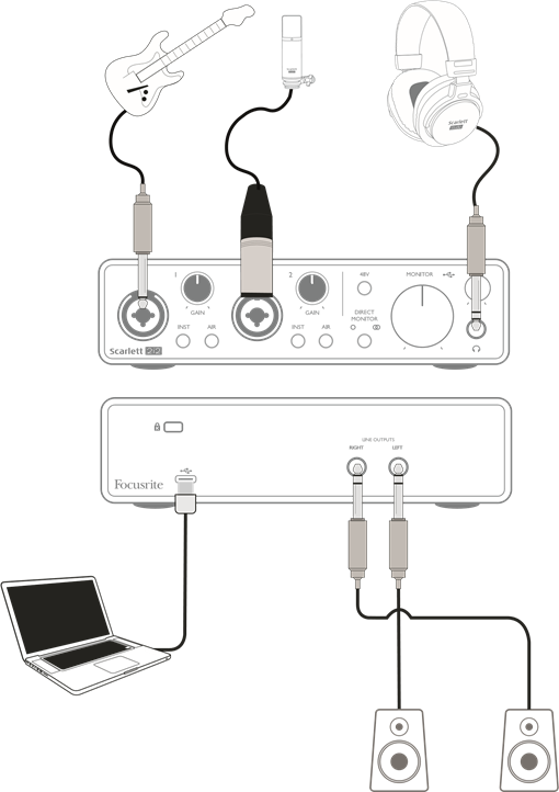 Connecting a microphone or instrument