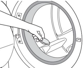 Adding HE detergent to basket Step 1