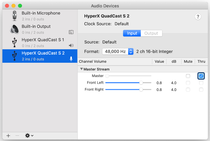 HYPERX - QuadCast S HMIQ1S-XX-RG/G - Controlling Microphone Monitoring on macOS Step 2 Controlling Microphone Monitoring on macOS Step 2