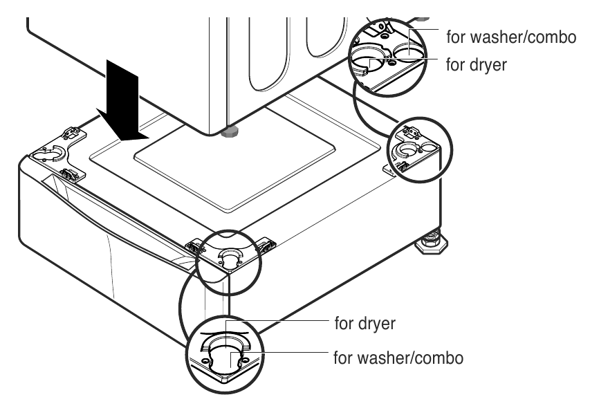 LG Pedestal Washer, Dryer, Combo LWP277 / WDP4 and LWP290 / WDP5