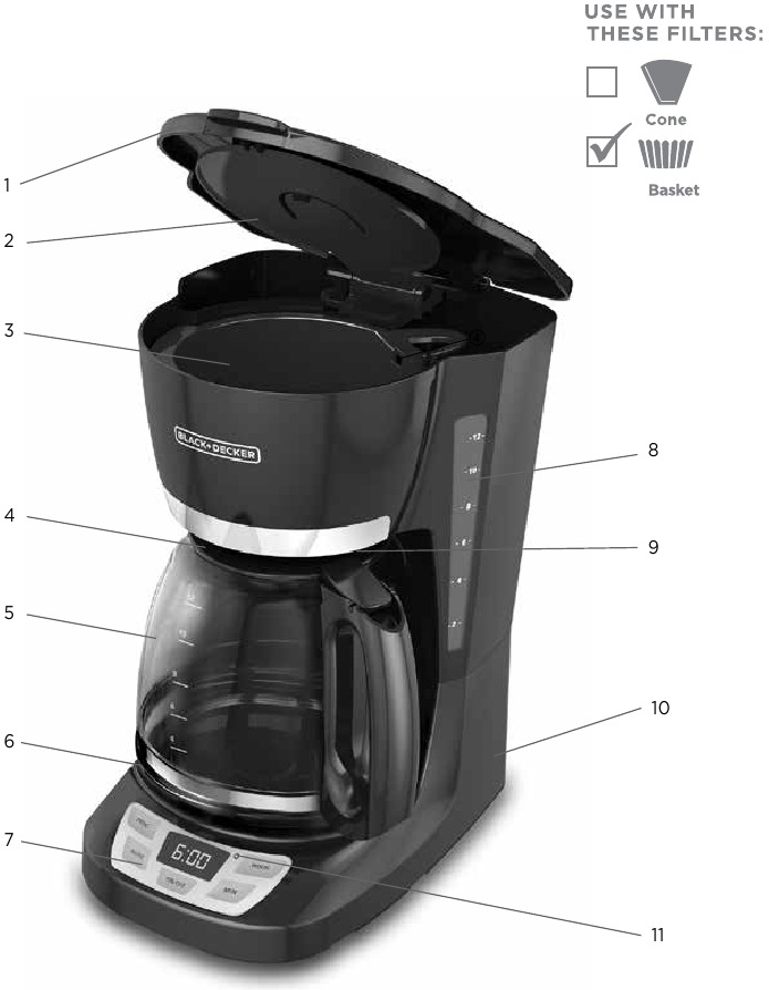 BLACK and DECKER CM1060 12 Cup Programmable Coffeemaker Manual