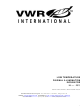Sheldon VWR International 2015 Installation And Operation Manual