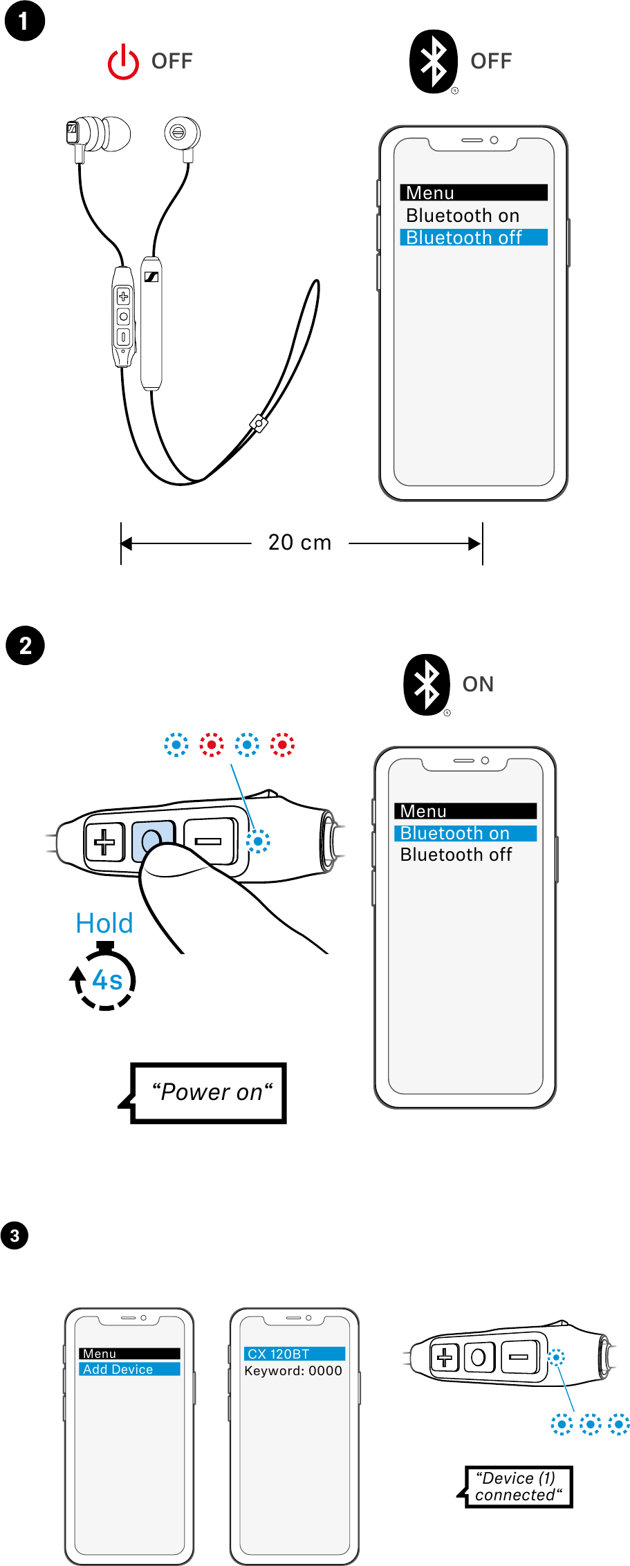 Sennheiser CX 120BT Earphones Quick Start Guide ManualsLib