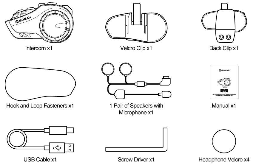 MOMAN H2 Headset Helmet Intercom User Manual