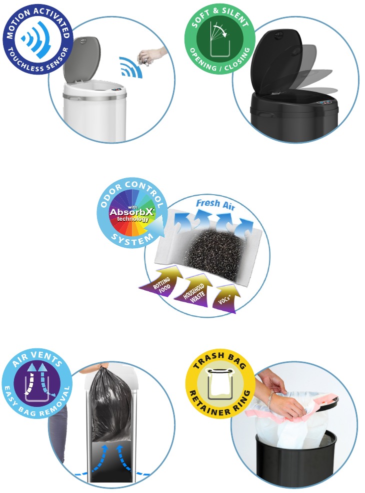iTouchless MT13RB/W MT08RB/W 8/13 Gal Round Sensor Trash Can Manual