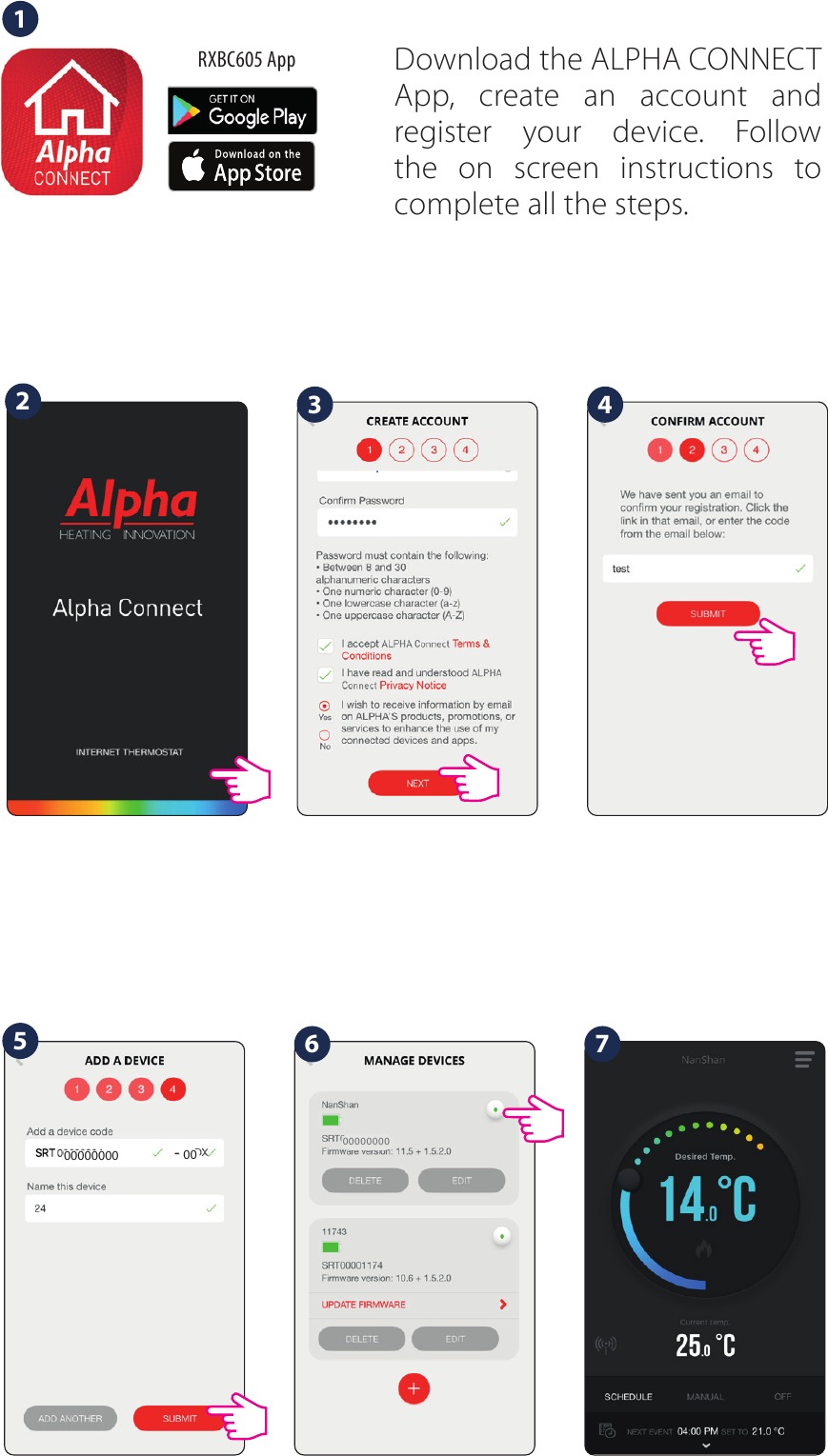 Alpha CONNECT Smart Phone Controlled Programmable Thermostat