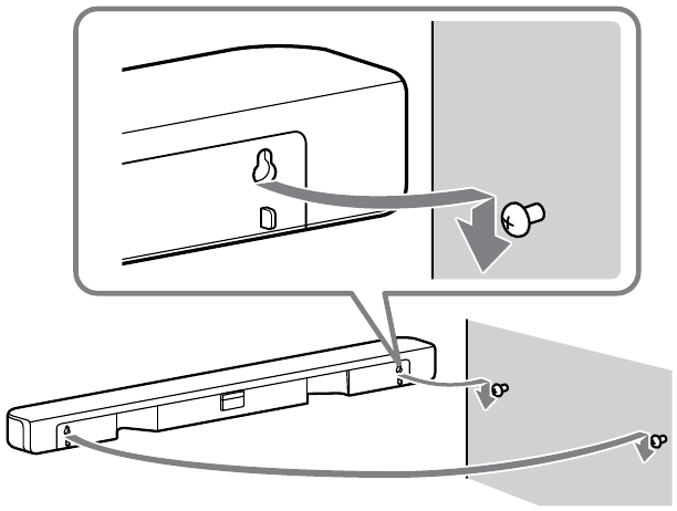 Mounting the Bar Speaker on a Wall - Step 6 - Hanging the bar on the screws
