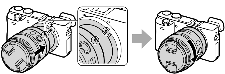 Attaching and Detaching the Lens - Step 2 - Alligning white indexes