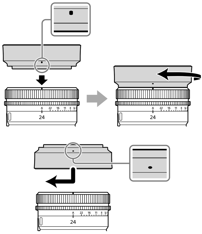Attaching the Lens Hood - Diagram