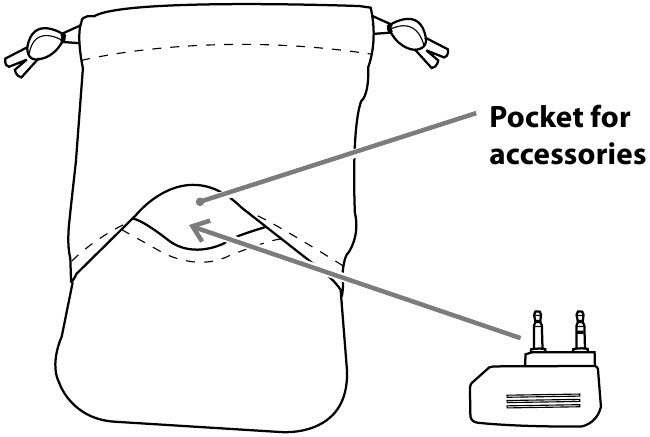When carrying the headphones - Carrying pouch