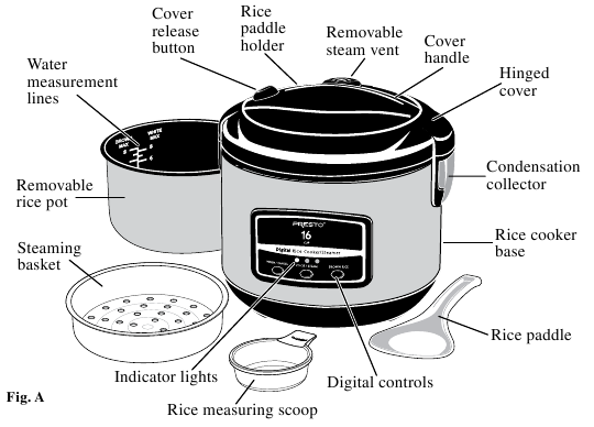 Presto 16-Cup Digital Stainless Steel Rice Cooker/Steamer Manual ...