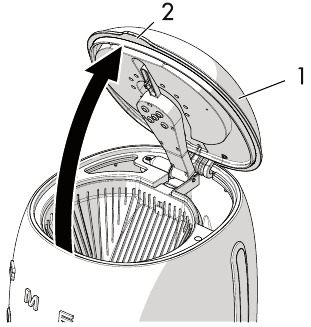 Before first use - Step 1 - Lift the lid