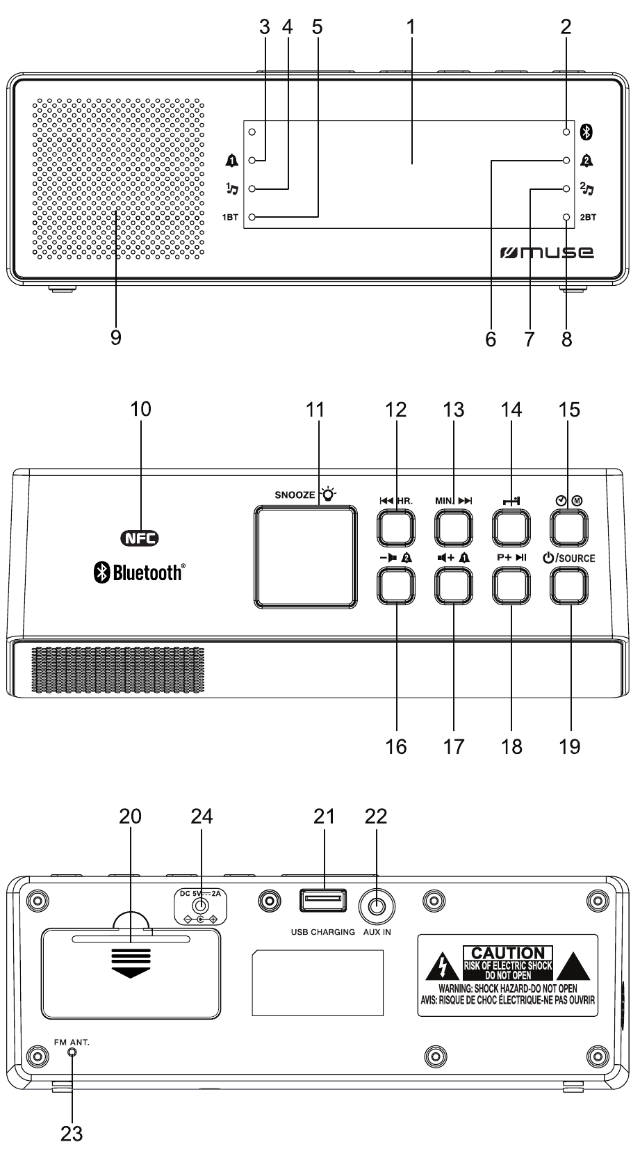 Muse M173 CMT Clock Radio Pll With Bluetooth Manual ManualsLib