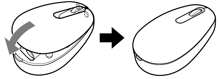 Inserting the battery into the mouse - Re-attach the cover