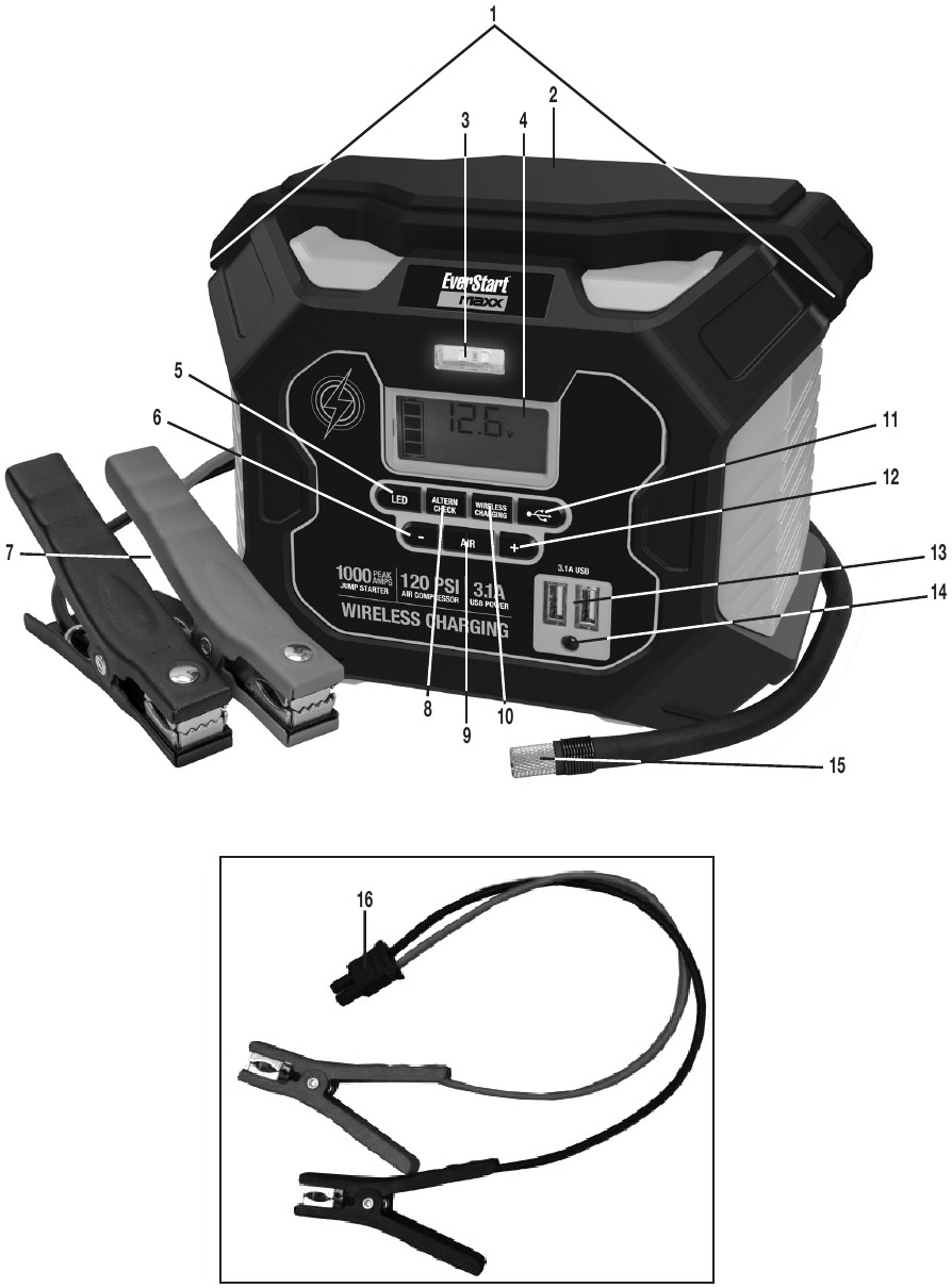 EverStart PPS1CWE 1000 Amp Jump Starter with Wireless Charging Manual