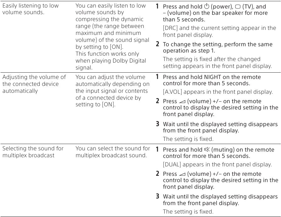 Changing the Settings - Audio Settings