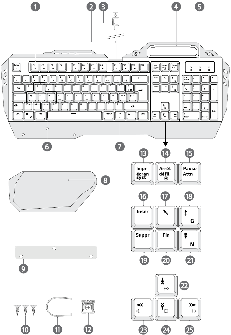 Nedis GKBD400BKFR Metal Mechanical Gaming Keyboard Quick Start Guide
