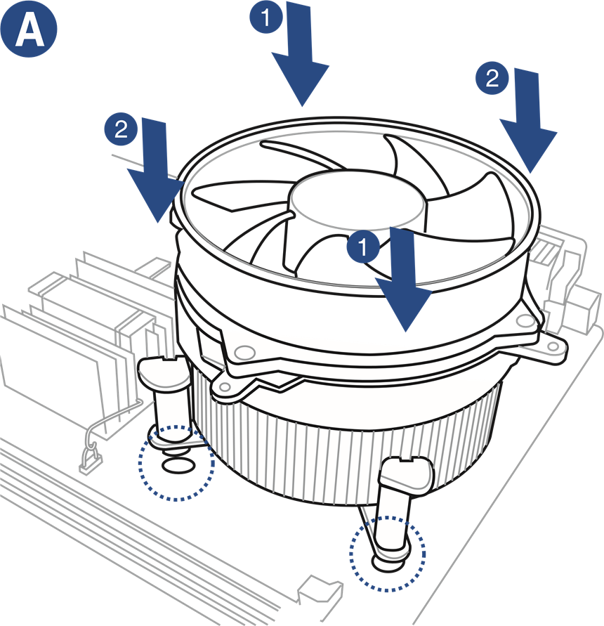 Install the CPU fan - Step A