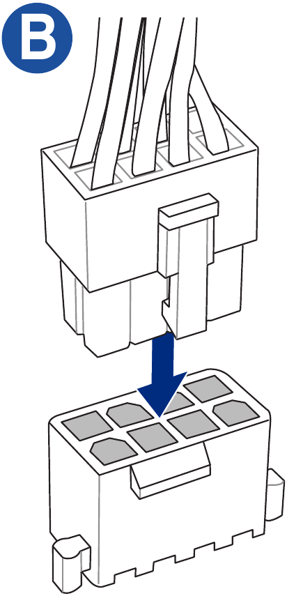 Install ATX power connectors - Step B