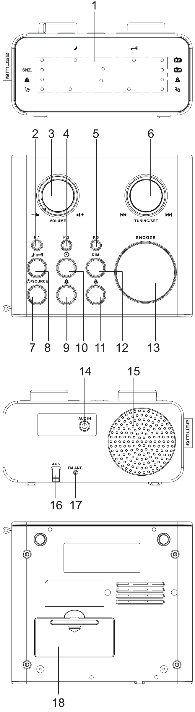 Muse M17 CR Dual Alarm Clock Radio PLL Manual ManualsLib