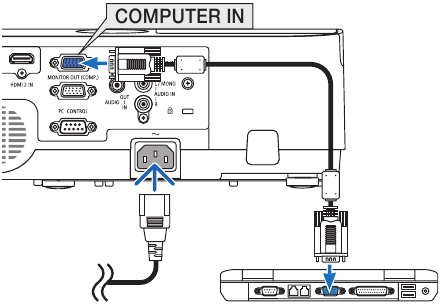 Connecting the supplied power cord