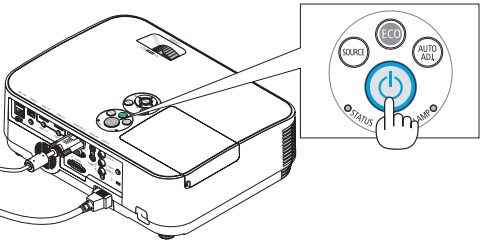 Turning off the projector - Using the POWER Button