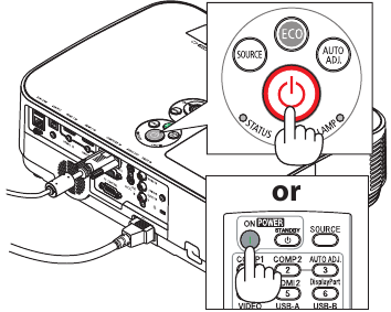 Turning on the projector