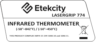 User manual Etekcity Lasergrip 774 (English - 2 pages)